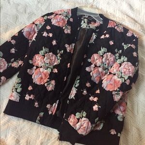 Black floral bomber jacket